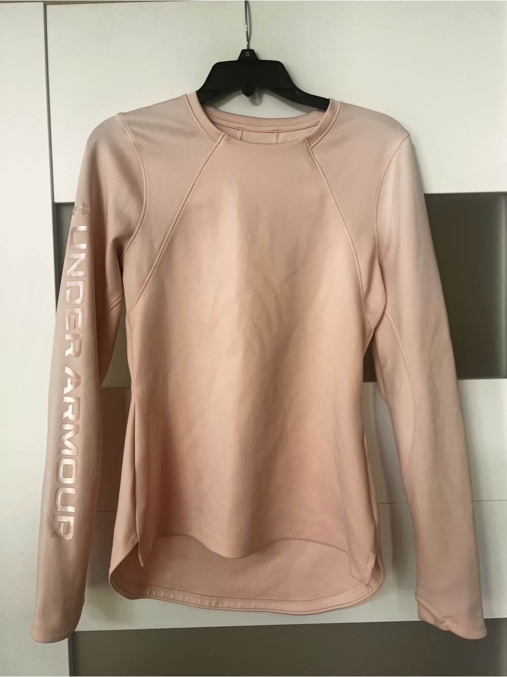 Under Armour Women's Long-Sleeve Crew Sweatshirt in Blush Pink